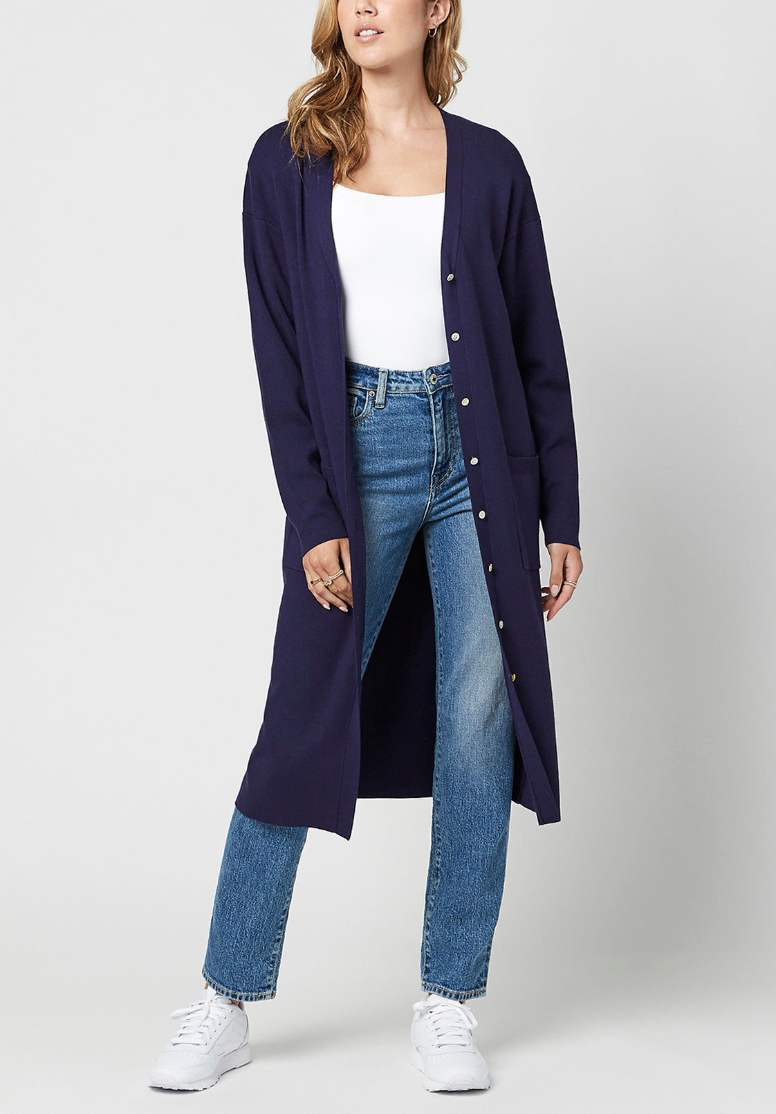 Flutter Duster Cardigan, Navy