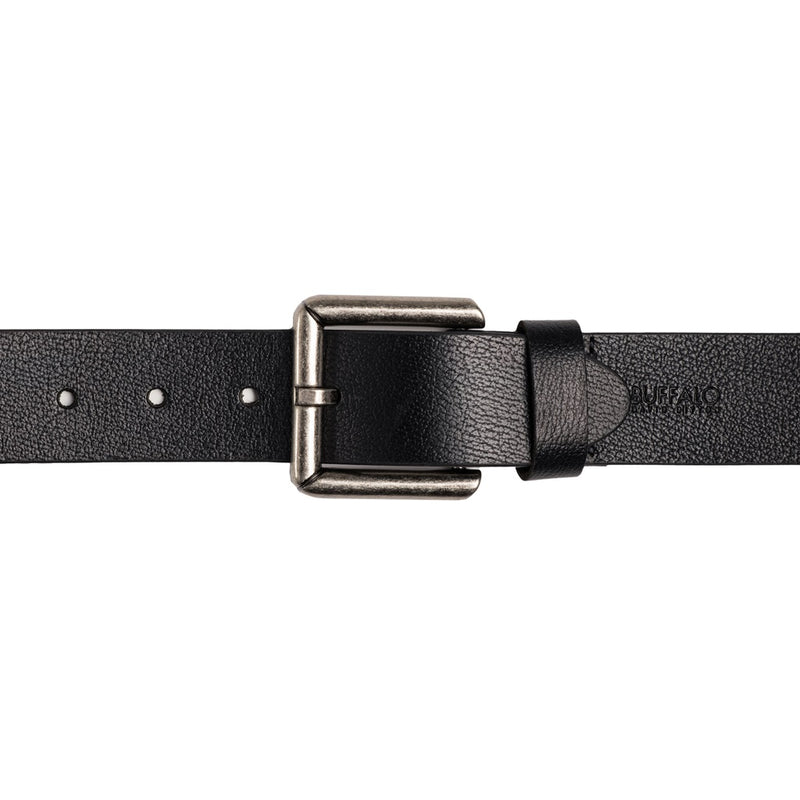 Square Buckle Black Buffalo Leather Belt - BB1000C04