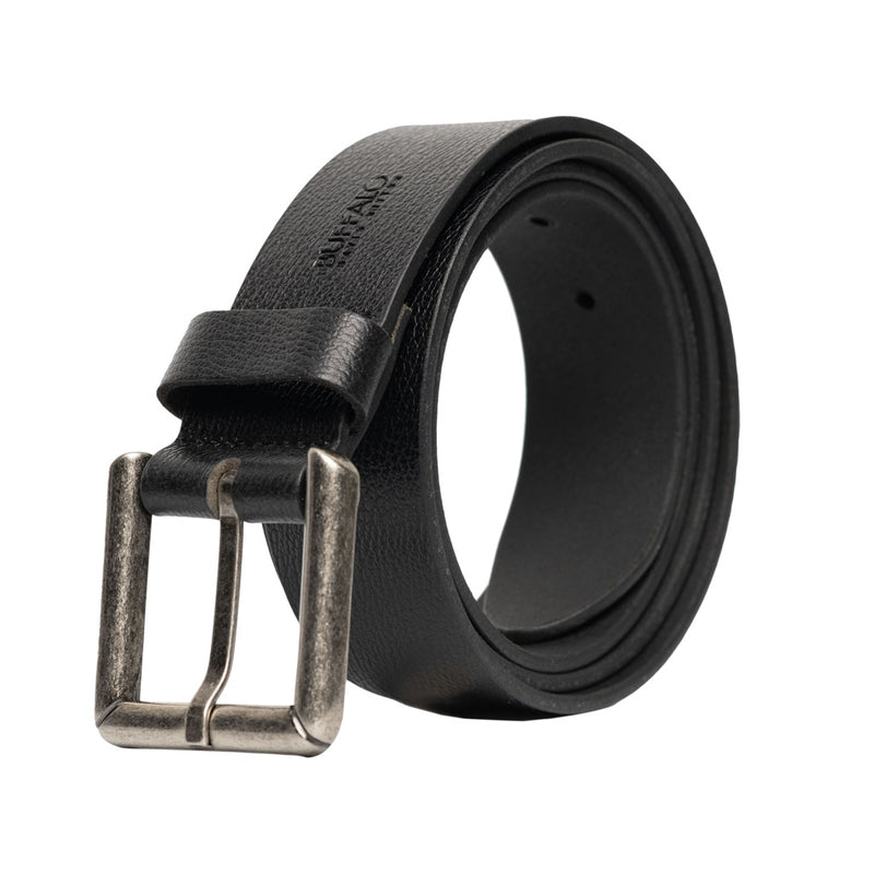 Square Buckle Black Buffalo Leather Belt - BB1000C04