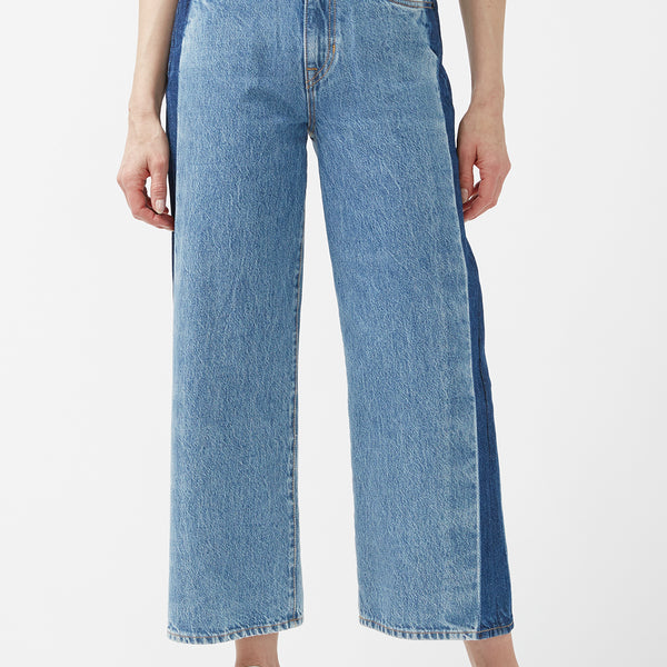 Wide Leg Addisson Women's Cropped Jeans in Antique Whiskered Light