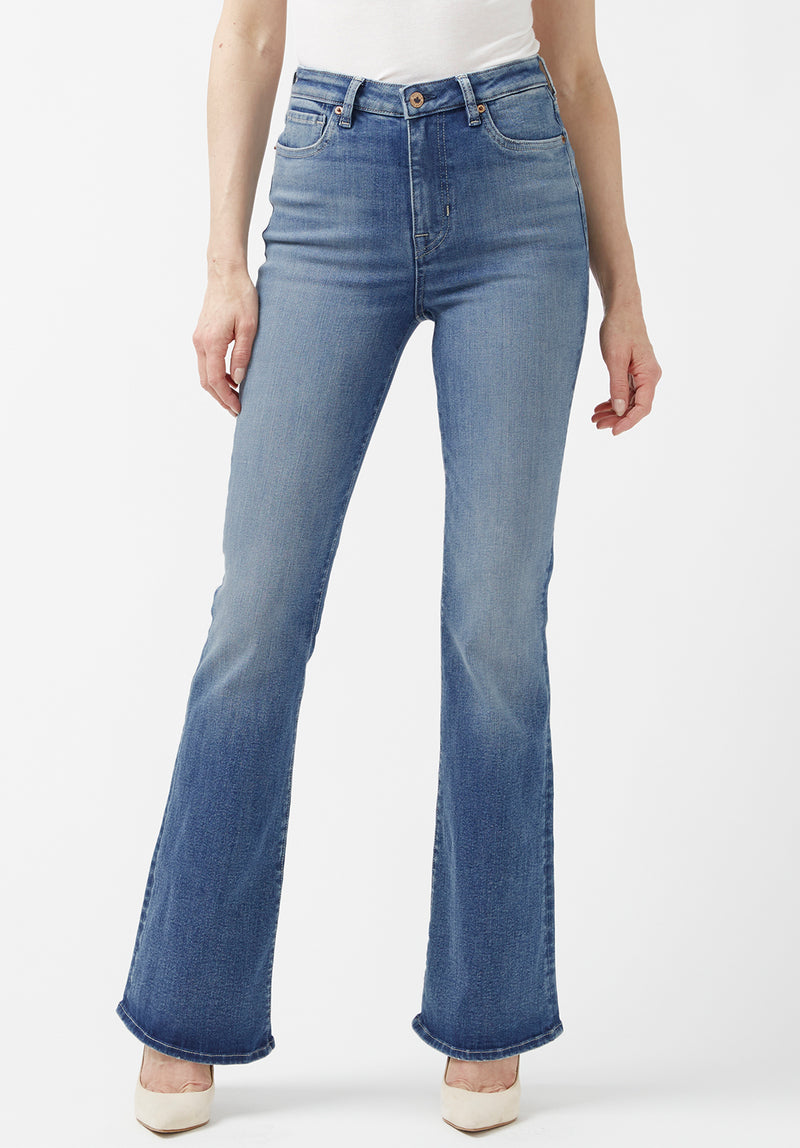 Women's Mid Rise Slim Cord Flare Jeans in Pumpkin Spice