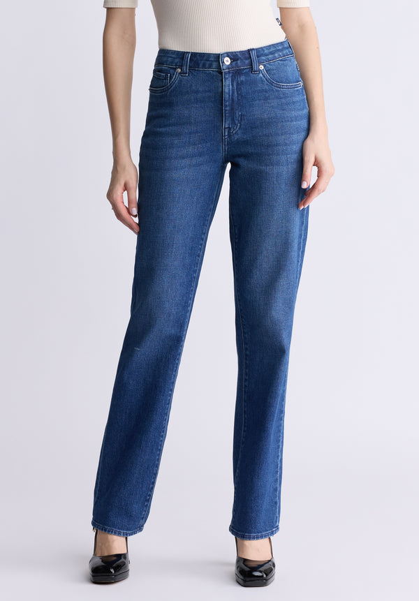 Mid Rise Straight Mary Women's Jeans, Contrasting Indigo  - BL15988