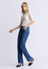 Mid Rise Straight Mary Women's Jeans, Contrasting Indigo  - BL15988