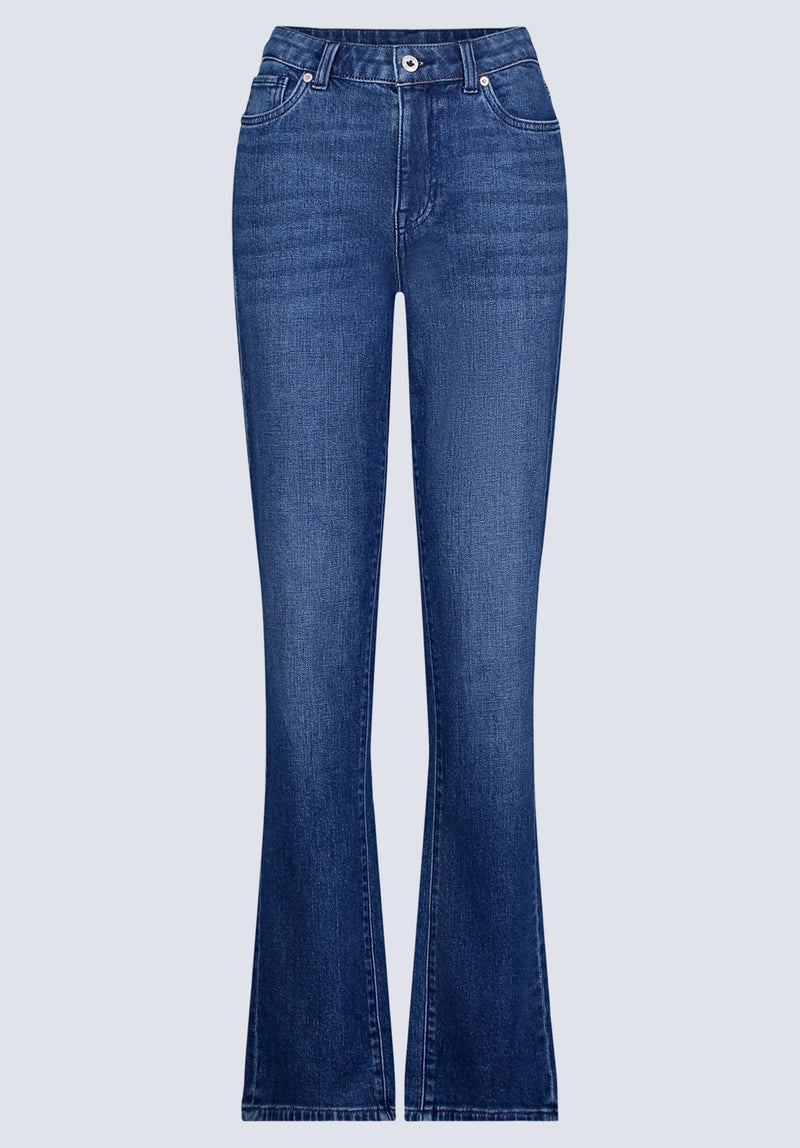 Mid Rise Straight Mary Women's Jeans, Contrasting Indigo  - BL15988