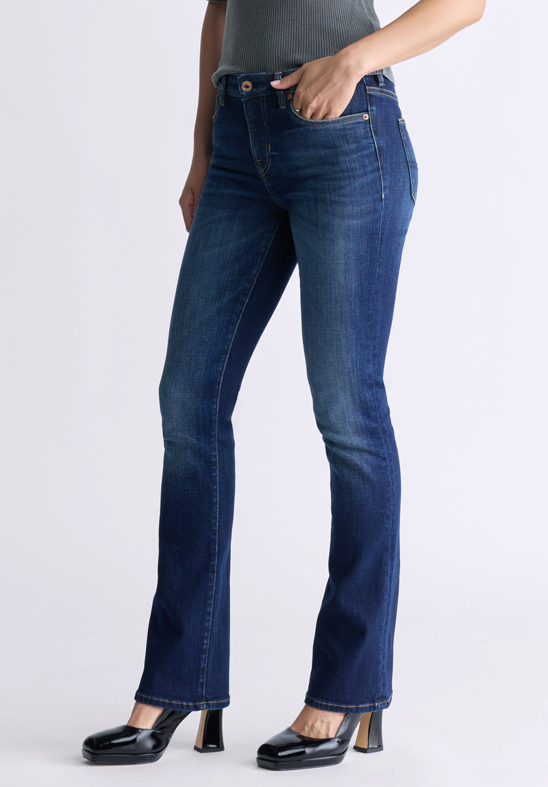 Buffalo David Bitton Mid Rise Bootcut Queen Women's Jeans, Vintage Dark Blue - BL15991 Color INDIGO