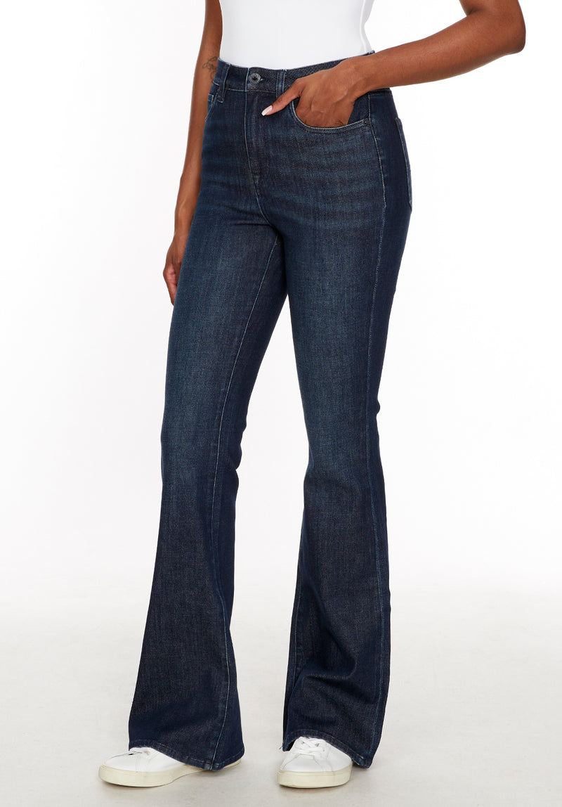 High Rise Flare Joplin Women's Jeans, Indigo Sanded - BL15998