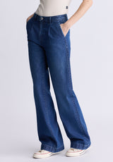 Buffalo David Bitton High Rise Wide Leg Addie Women's Jeans, Indigo Contrast - BL16002 Color INDIGO