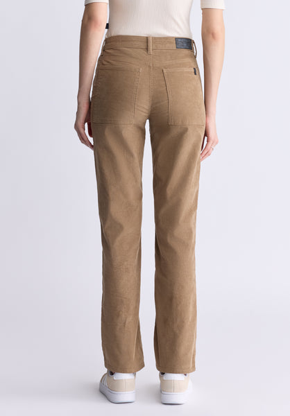 Buffalo David Bitton Mid Rise Straight Mary Women's Pants, Rinse Washed Beige - BL16007 Color DARK BEIGE