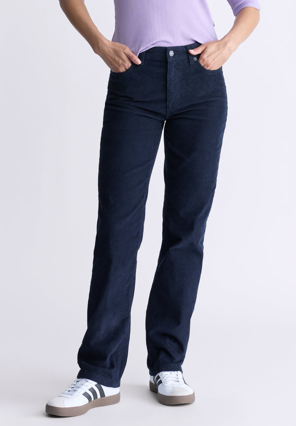 Buffalo David Bitton Mid Rise Straight Mary Women's Pants, Rinse Washed Navy - BL16007 Color NAVY