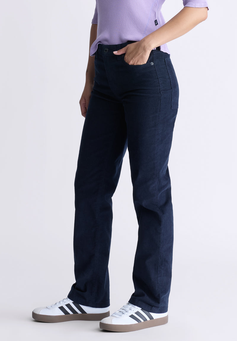 Buffalo David Bitton Mid Rise Straight Mary Women's Pants, Rinse Washed Navy - BL16007 Color NAVY