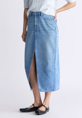 Buffalo David Bitton High Rise Samantha Women's Denim Skirt, Mid Blue Sanded - BL16008 Color INDIGO