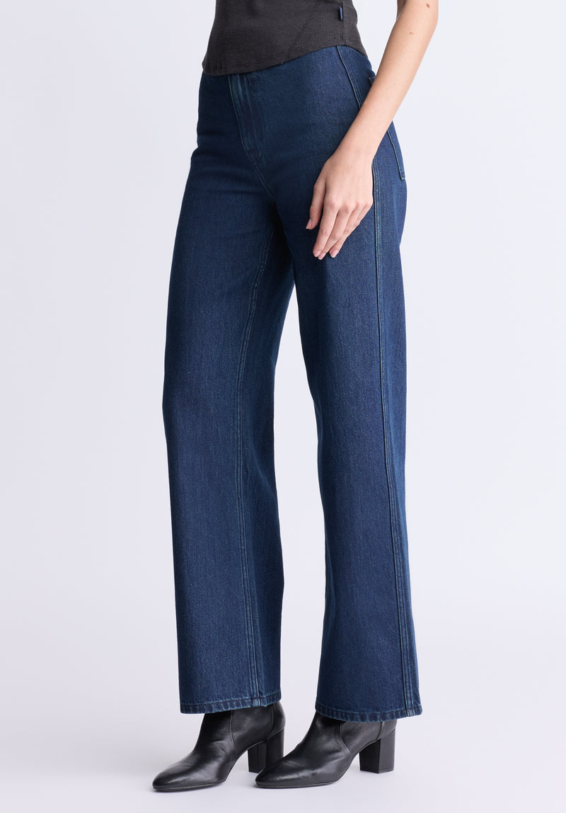 Buffalo David Bitton High Rise Wide Leg Adele Women's Jeans, Dark rinse wash - BL16013