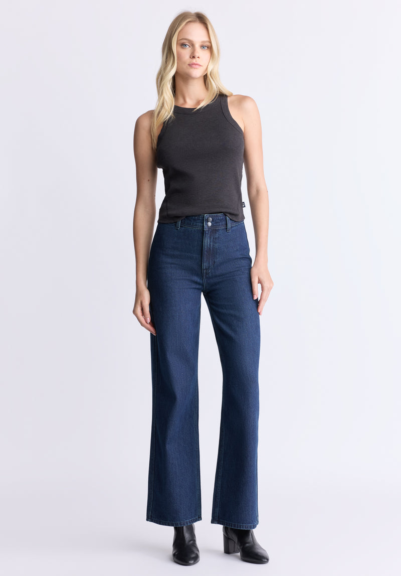 Buffalo David Bitton High Rise Wide Leg Adele Women's Jeans, Dark rinse wash - BL16013