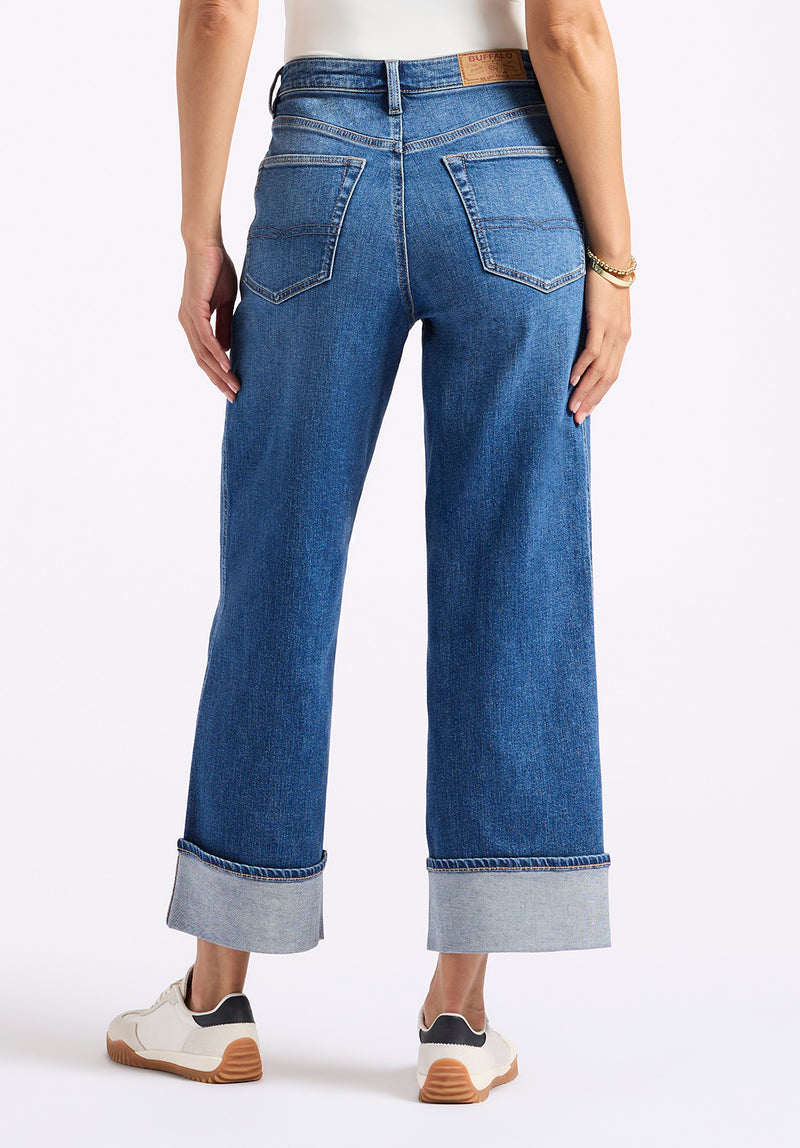 High Rise Wide Leg Cropped Addison Women's Jeans, Indigo Worn - BL16047