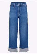 High Rise Wide Leg Cropped Addison Women's Jeans, Indigo Worn - BL16047