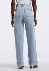 High Rise Wide Leg Addie Women's Jeans, Bleached Blue - BL16065