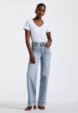 High Rise Wide Leg Addie Women's Jeans, Bleached Blue - BL16065