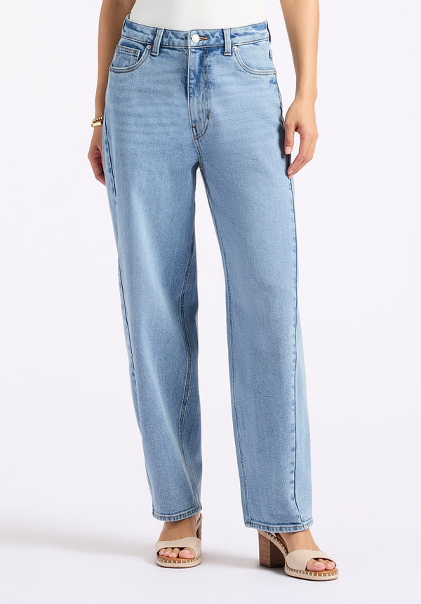 High Rise Barrel Barbara Women's Jeans, Vintage Blue - BL16072