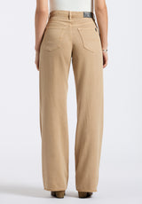 High Rise Wide Leg Addie Women's Pants, Almond Beige - BL16083