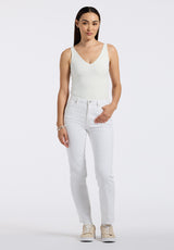 High Rise Straight Jayden Women's Pants, White - BL16085