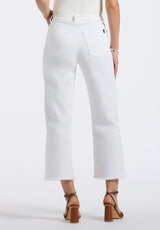 High Rise Wide Leg Cropped Addisson Women's Pants, White - BL16087