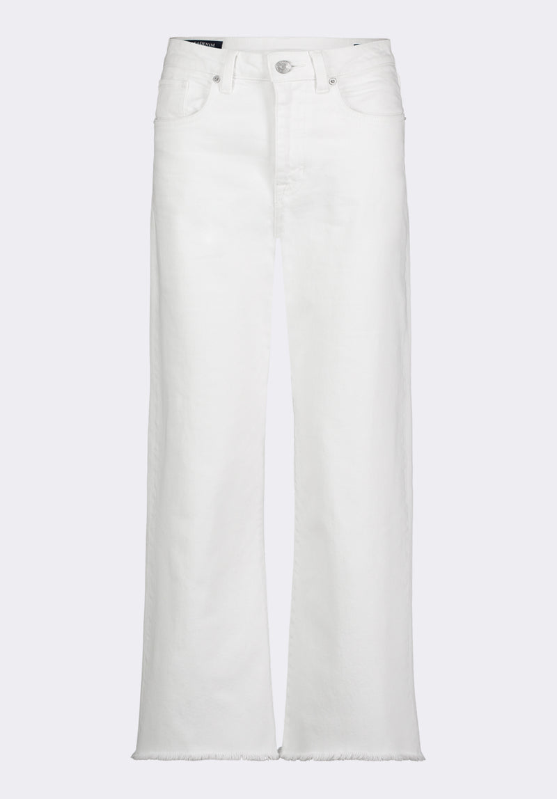 High Rise Wide Leg Cropped Addisson Women's Pants, White - BL16087