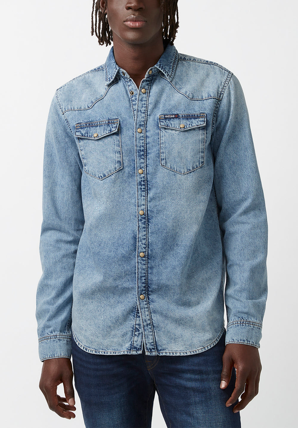 Denim shirt avaiable in blue and 2024 gray