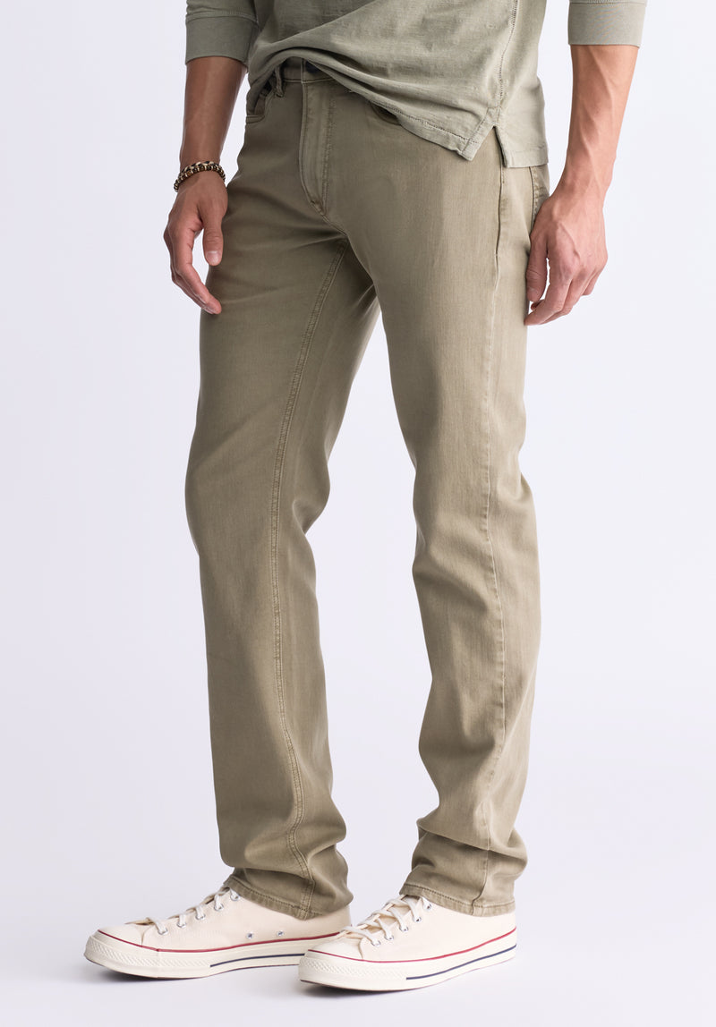 Straight Six Men's Fleece Canvas Pants, Olive - BM22939