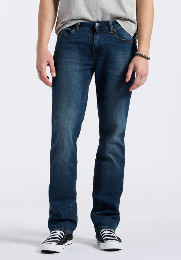 Straight Six Men's Freedom Flex Jeans in Dark Sanded Blue - BM22946