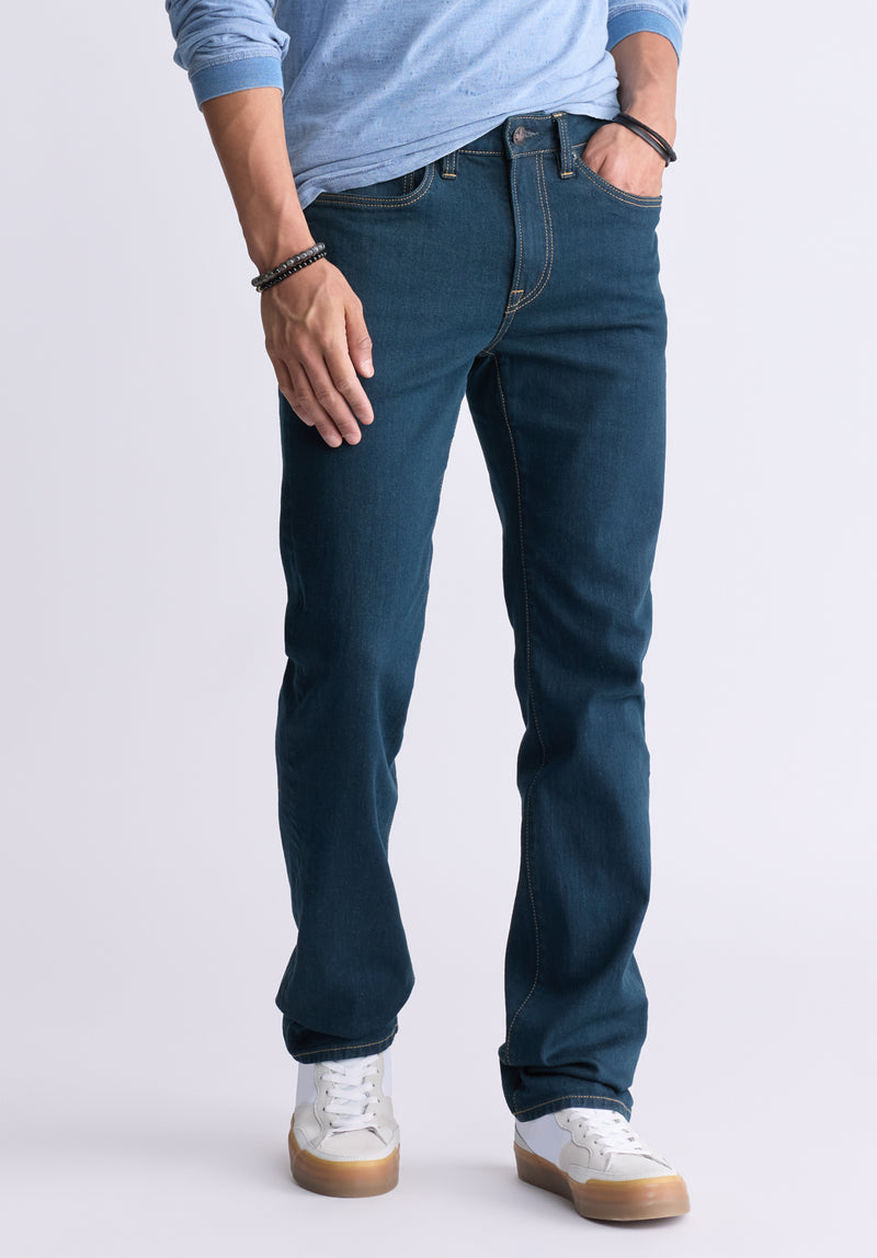 Buffalo David Bitton Straight Six Men's Fleece Jeans, Tinted Indigo - BM22997 Color INDIGO