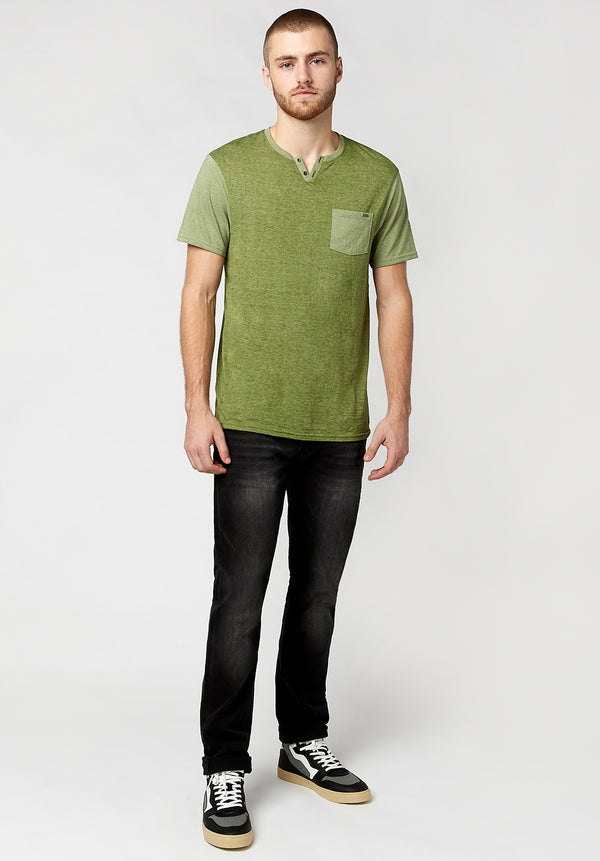 Kaddy Men's T-Shirt with Tonal Trim in Green - BM23555