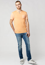 Kaddy Men's T-Shirt with Tonal Trim in Coral - BM23555