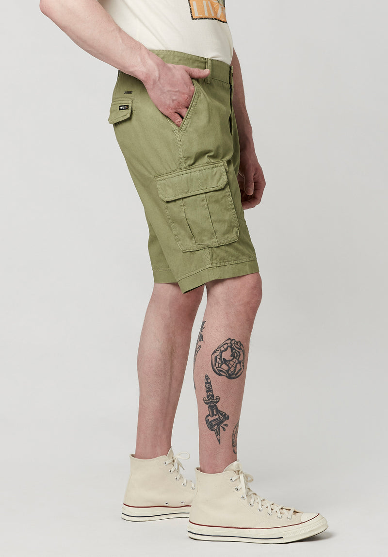 Hivibe Men's Stone Wash Shorts in Oil Green - BM23590