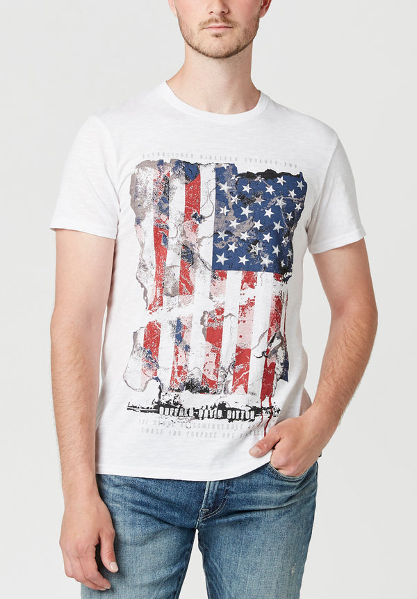 Tacio Men's Banner Wave Americana T-Shirt in White - BM23762