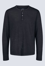 Kaduk Men's Long-Sleeve Burnout Henley Top, Black - BM24237