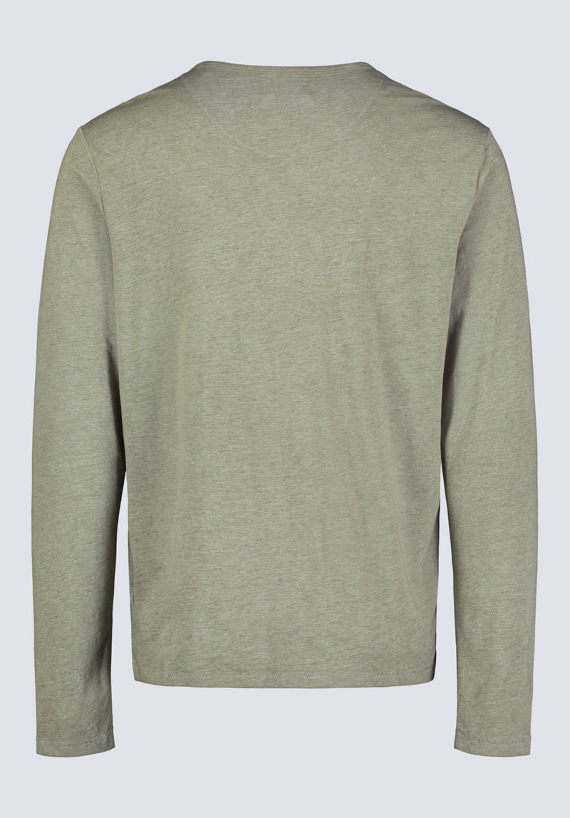 Kaduk Men's Long-Sleeve Burnout Henley Top, Army Green - BM24237