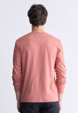 Buffalo David Bitton Kaduk Men's Long-Sleeve Burnout Henley Top, Red Ochre - BM24237 Color RED OCHRE