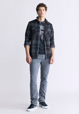 Samme Men's Blanket Shirt in Black Plaid - BM24305