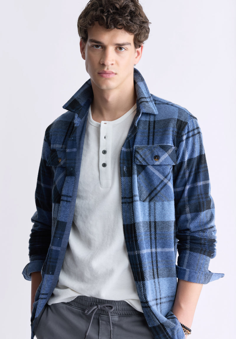 Sebbe Men's Blanket Shirt in Whale Plaid - BM24306