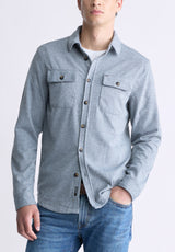 Chemise couverture Sigge en sergé gris pour hommes - BM24307