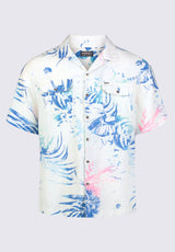 Buffalo David Bitton Salaman Men's Short Sleeve Shirt, White with Blue Print - BM24363 Color 