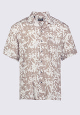 Buffalo David Bitton Sandro Men's Short Sleeve Shirt, White and Tan - BM24364 Color 