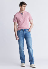 Buffalo David Bitton Kandy Men's Short Sleeve Henley, Light Pink - BM24387 Color HOLLY BERRY
