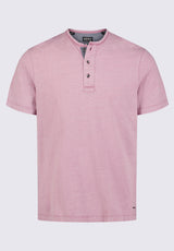 Buffalo David Bitton Kandy Men's Short Sleeve Henley, Light Pink - BM24387 Color HOLLY BERRY