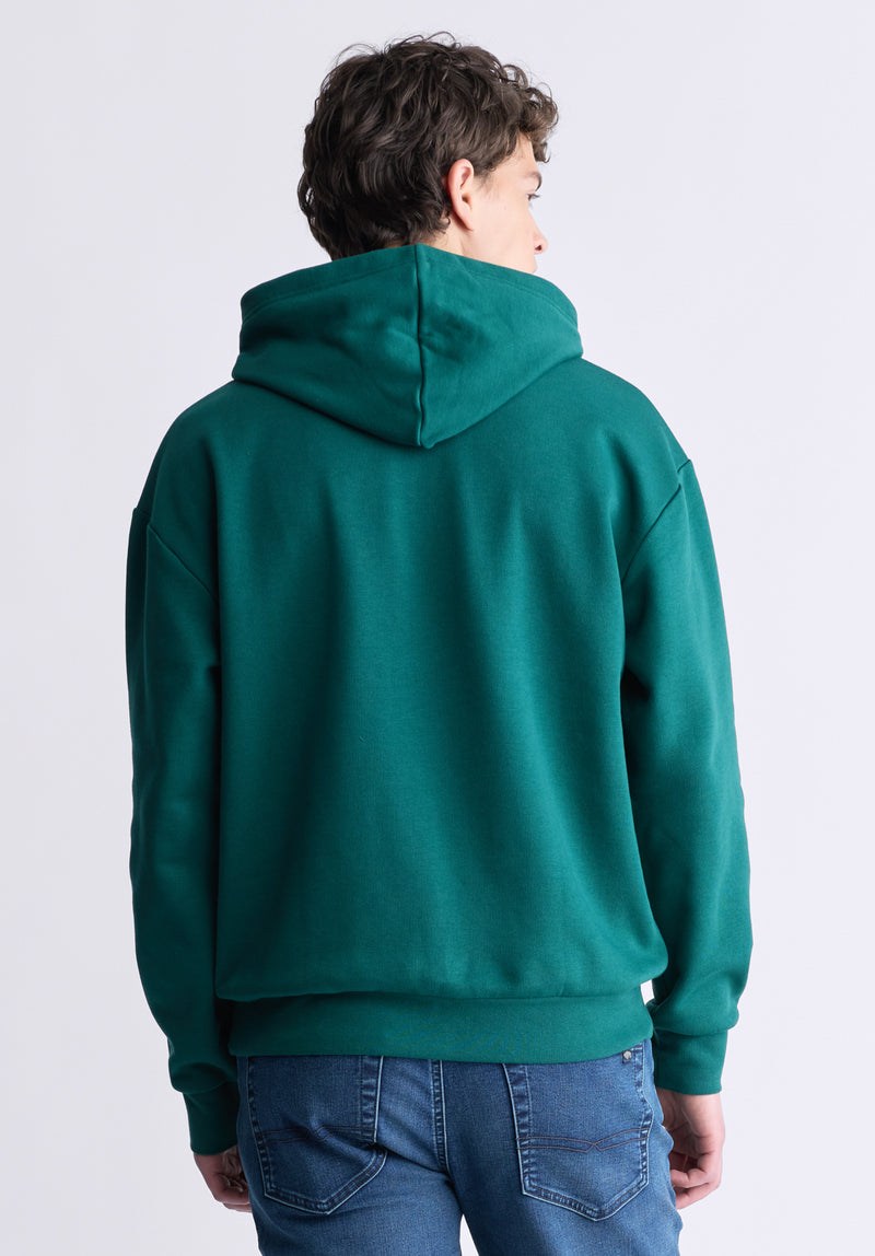 Buffalo David Bitton Fabio Men's Hooded Sweatshirt with Chest Pocket, Forest Green - BM24393 Color RAIN FOREST