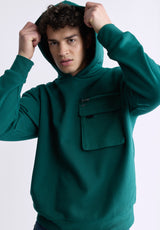 Buffalo David Bitton Fabio Men's Hooded Sweatshirt with Chest Pocket, Forest Green - BM24393 Color RAIN FOREST