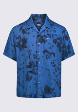 Buffalo David Bitton Sinzo Men's Short Sleeve Shirt, Blue with Black Print - BM24402 Color 