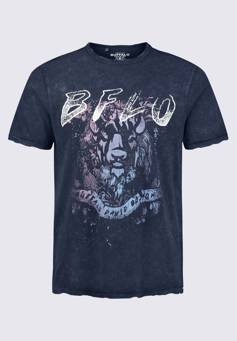 Buffalo David Bitton Tizoc Men's Short Sleeve Graphic T-shirt, Black - BM24410 Color 