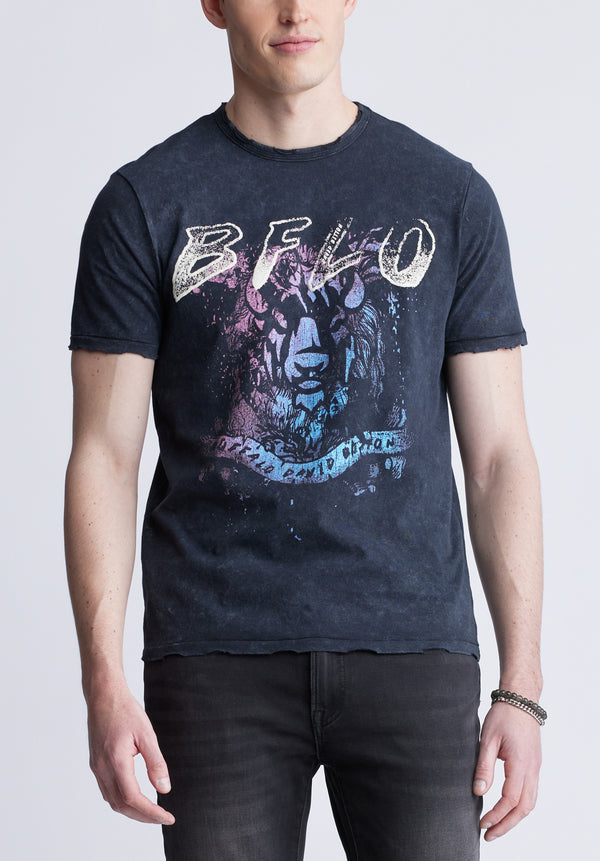 Buffalo David Bitton Tizoc Men's Short Sleeve Graphic T-shirt, Black - BM24410 Color BLACK