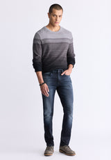 Buffalo David Bitton Waldy Men's Gradient Striped Knit Pullover, Charcoal - BM24419 Color CHARCOAL